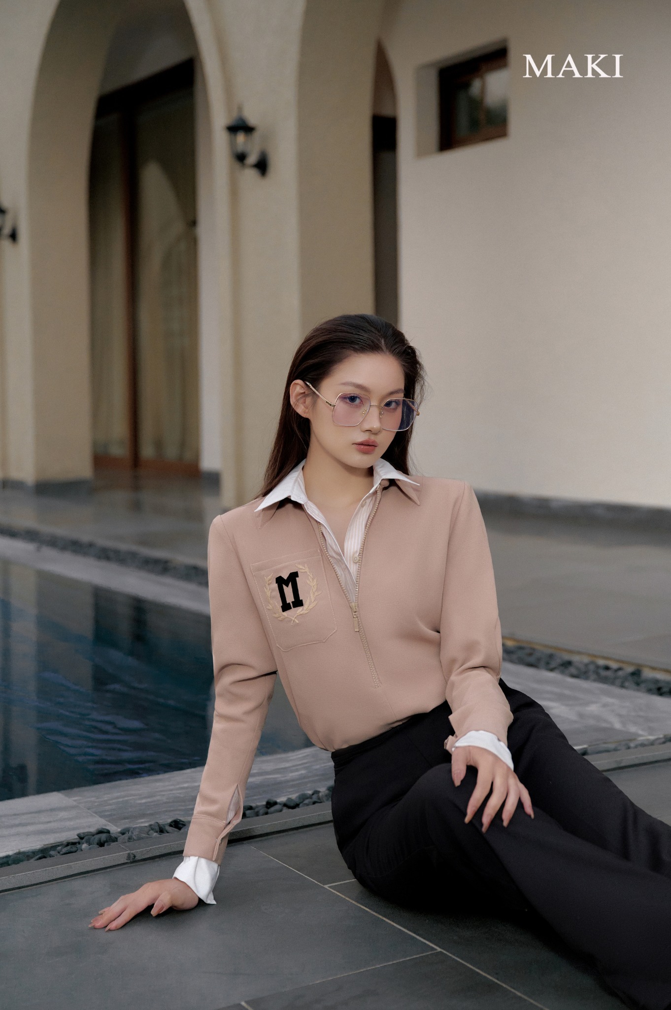 Maki - tove shirt - áo sơ mi sọc nâu