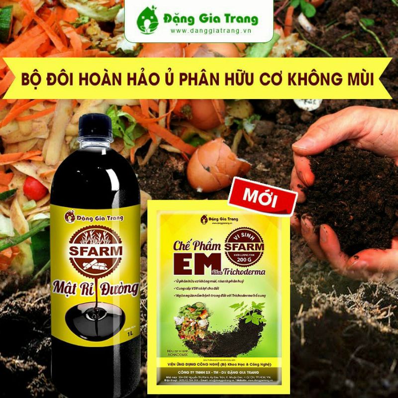 Combo Mật Rỉ đường Emzeo EM Plus Trichoderma Sfarm Khử Mùi Hôi Ủ Phân Cá, bánh dầu, Rác Nhà Bếp, hữu cơ Và Phân Bón