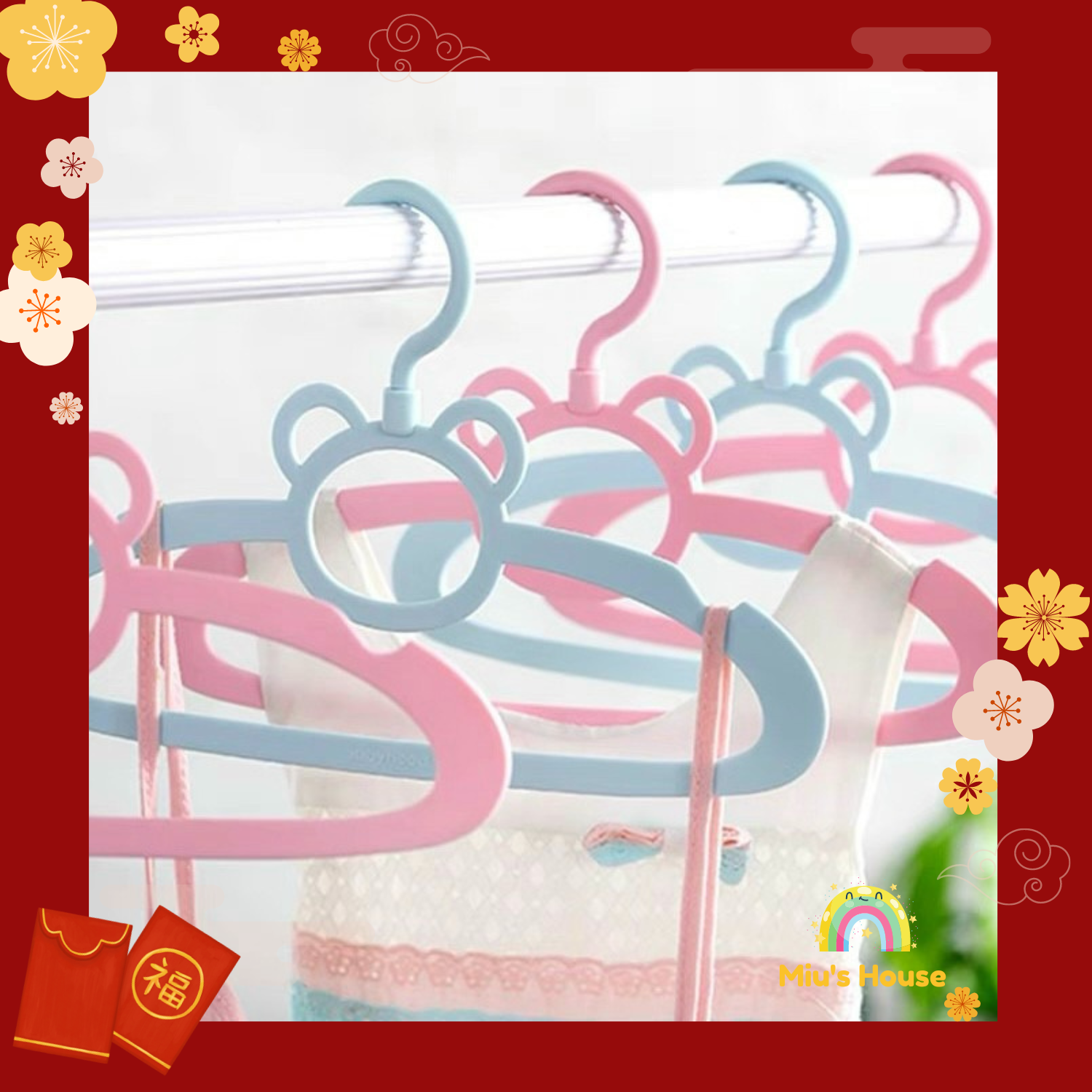 Set 5 móc treo quần áo cho trẻ em, bé sơ sinh hình gấu babyhood, móc treo quần áo dành cho trẻ em tiện lợi