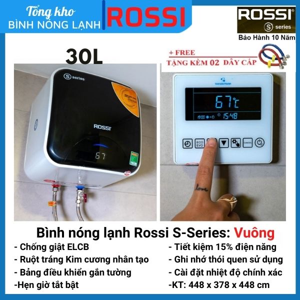 Bình nóng lạnh gián tiếp Rossi S-Series 30 LÍT VUÔNG (RSS30SQ)