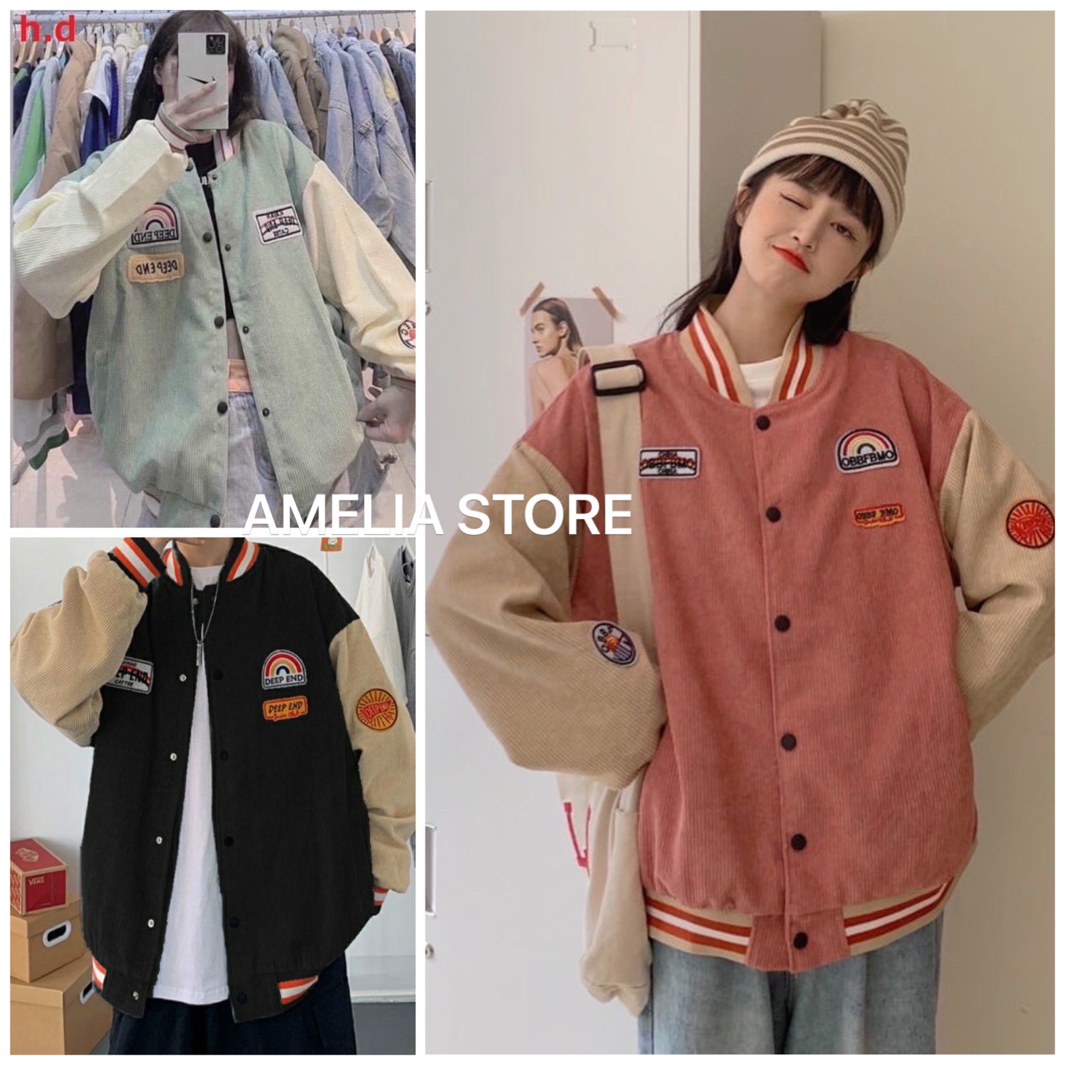 Áo khoác bomber nhung tăm cầu vồng, áo khoác nhung tăm thể thao nam nữ unisex, áo bomber jacket, áo bomber thêu logo, áo khoác bóng chày nhung, áo khoác bóng chày unisex, áo khoác nhẹ nam nữ, áo khoác mùa đông, AMELIA,