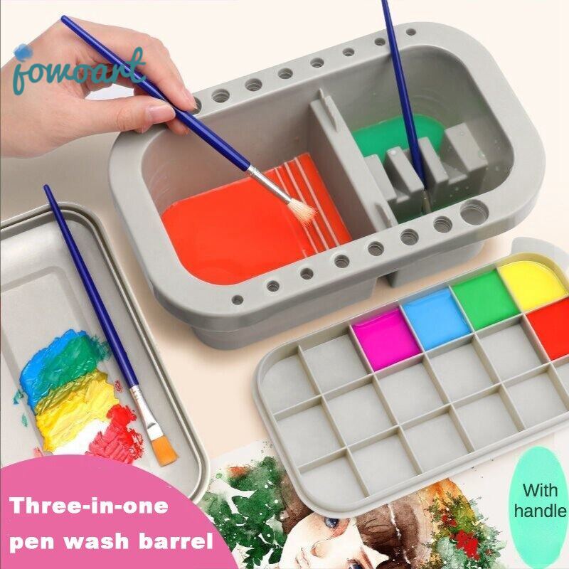  Jowoart 1 Chiếc Bút Đa Năng Hộp Đựng Bút Rửa Bút Xô Rửa Bảng Màu Sơn Dầu Acrylic Màu Nước BỘT Dụng Cụ Vẽ Tranh 