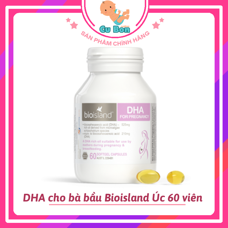 DHA cho bà bầu Bioisland Úc 60 viên cho mẹ bầu trước trong và sau mang thai và giúp thai nhi phát triển trí tuệ tối ưu