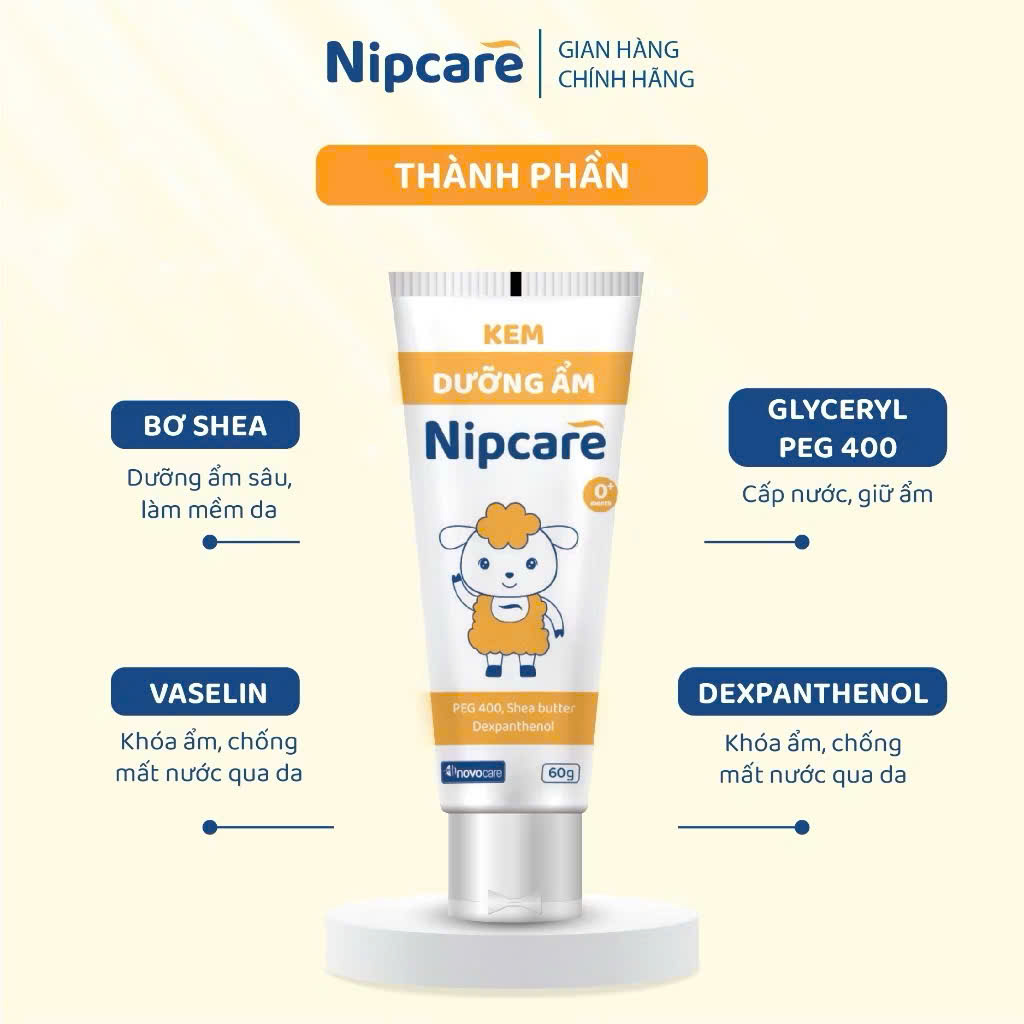 KEM DƯỠNG ẨM NOVOCARE NIPCARE 60G - DÙNG ĐƯỢC CHO DA CHÀM SỮA, VIÊM DA CƠ ĐỊA, KHÔ DA Ở TRẺ EM