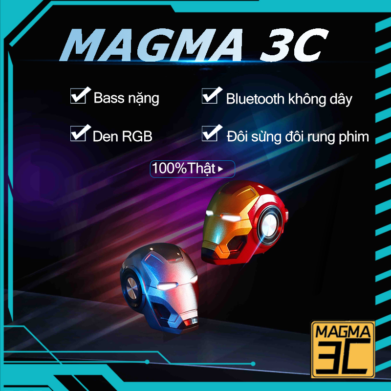 IIron Man Loa Bluetooth không dây Iron Man di động, âm trầm mạnh mẽ, có đèn LED