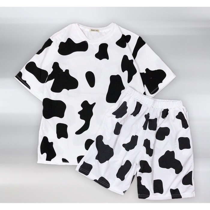 Đồ bộ, đồ ngủ - set đồ bộ bò sữa cực hot dbn41 - eunina - quần đùi vải thun cotton freesize tay lỡ
