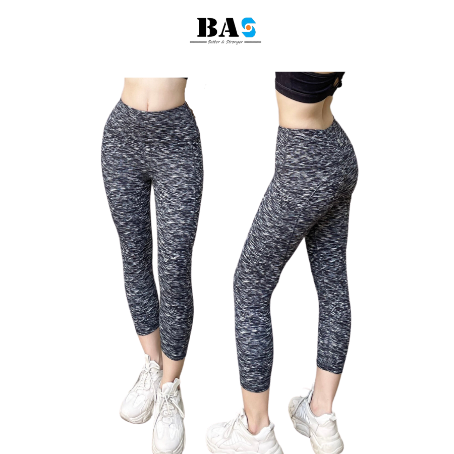 Quần tập gym nữ, quần tập yoga lửng bas thun co dãn 4 chiều ql210411