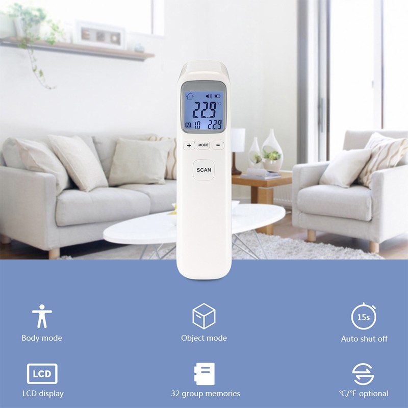 Nhiệt kế hồng ngoại rẻ CK-1502 đo trán đo thân nhiệt đo đồ vật màn hình LCD hiển thị