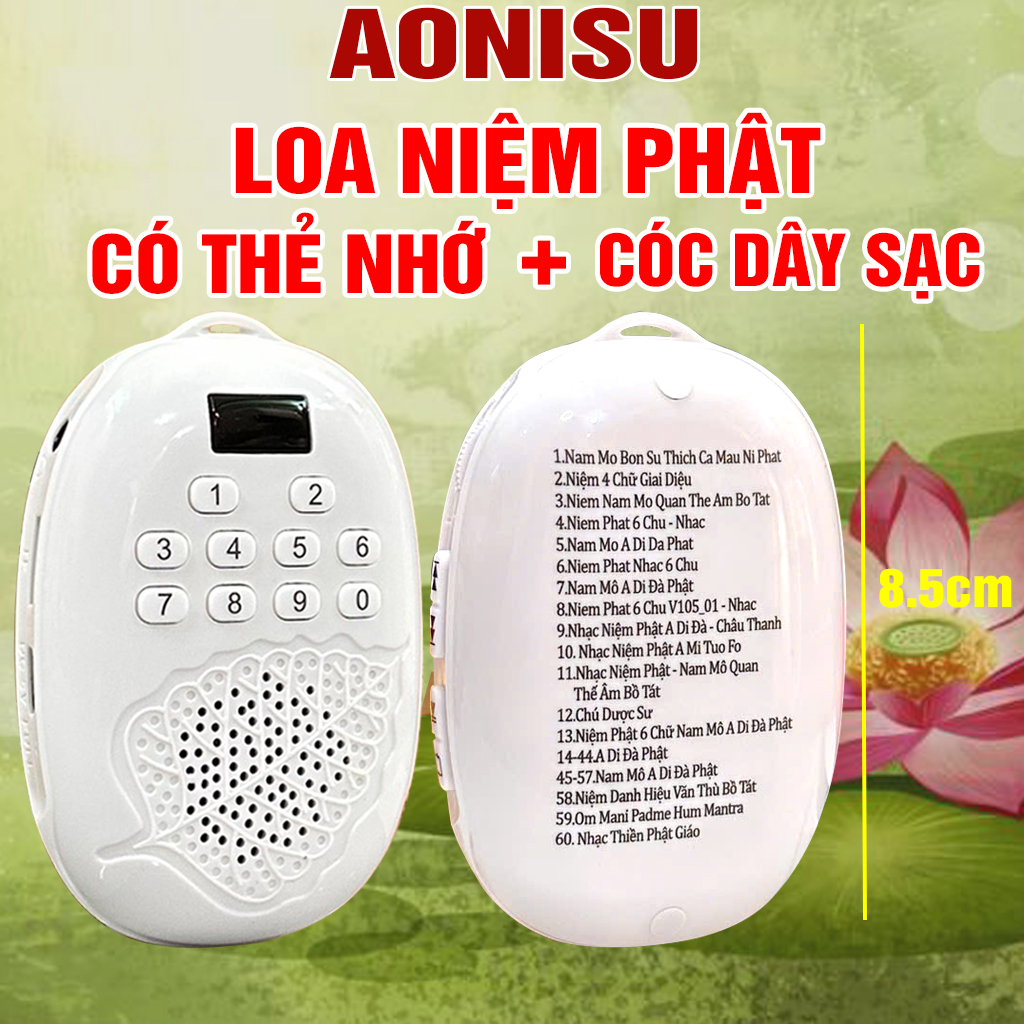 Loa Nghe Pháp Mini Giọt Nước 50 Bài Sẵn Trong Máy Có Thẻ Nhớ 8Gb 700 Bài - Máy Niệm Phật Tụng Kinh Chú Đại Bi, Kinh Địa Tạng, Chú Dược Sư, Loa Nghe Nhạc Phật Giáo , Vòng Đeo Tụng Kinh AONISU