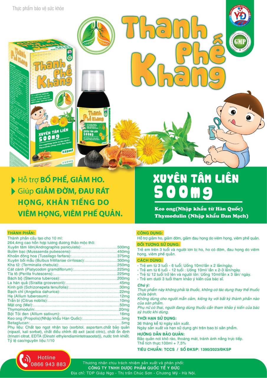 Siro ho Thanh Phế Khang chai 125ml hỗ trợ bổ phế, giảm ho, giảm đờm, giảm rát họng
