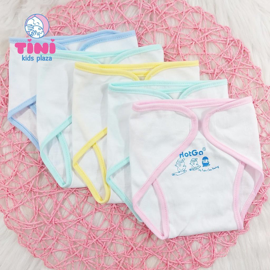 Combo 5 tã dán sơ sinh Hotga trắng viền màu cho bé sơ sinh từ 3-12kg với chất liệu 100% cotton mềm mại với làn da của bé - TINI KIDS PLAZA