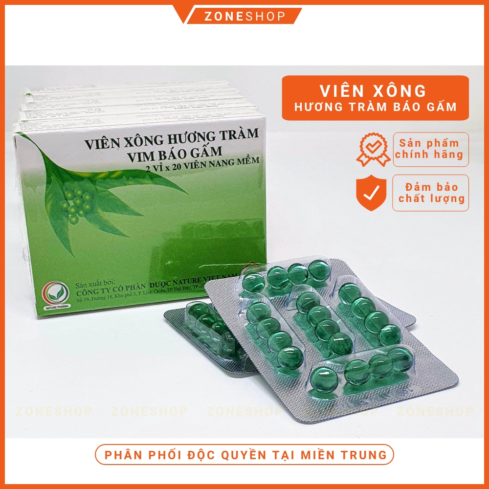 Viên Xông Hương Tràm Vim Báo Gấm, Xông mũi họng cảm cúm (Hàng chính hãng) Hộp 2 x 20 viên [ZONESHOP]