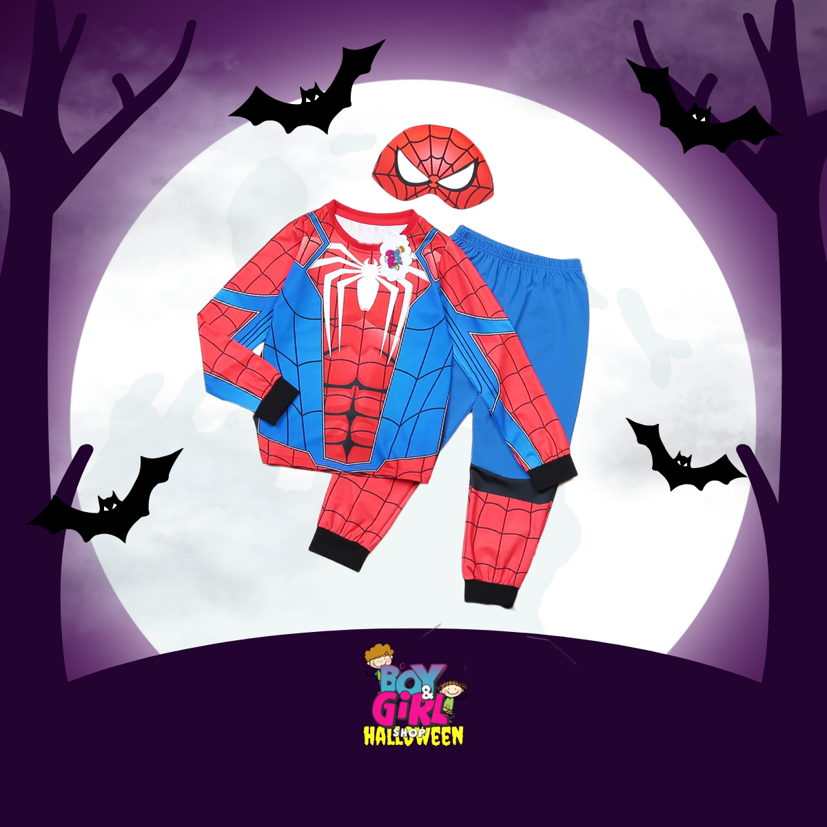 Bộ nhện dài dạ quang mặt nạ - Quần áo SpiderMan