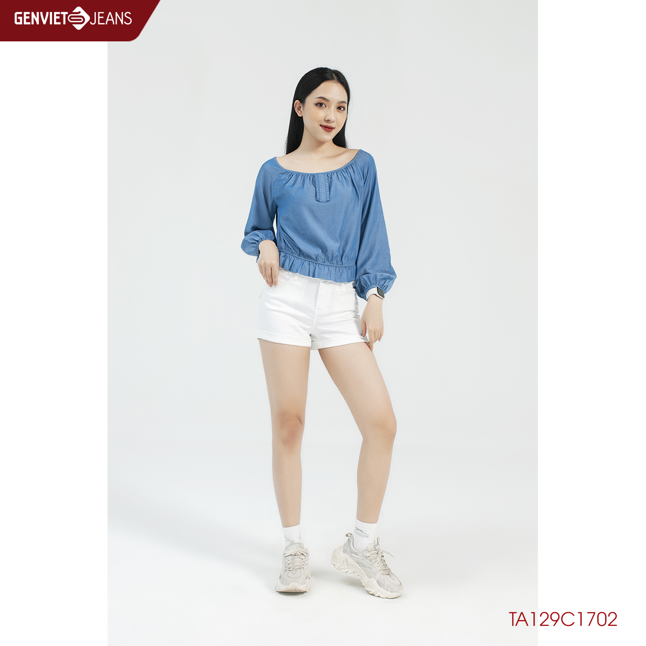 Áo sơmi croptop tay dài Nữ TA129C1702 GENVIET