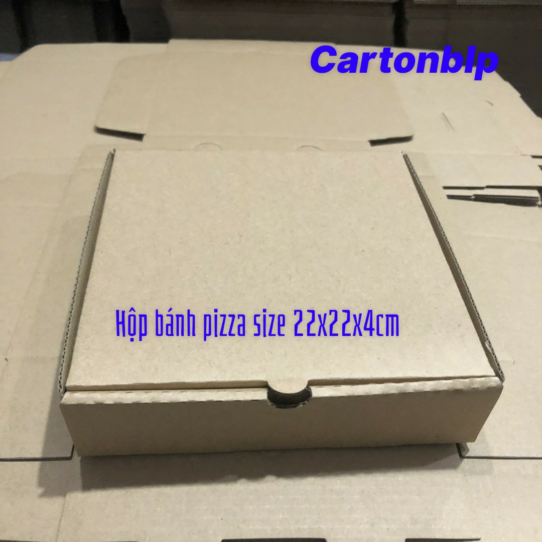 Hộp carton đựng bánh pizza size 22x22x4cm màu trắng bộ 10 hộp