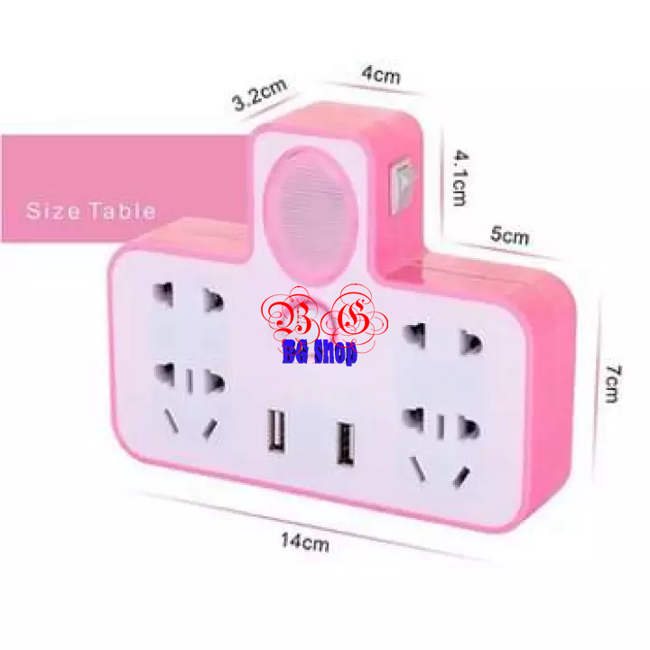 Ổ cắm điện hình chữ T kèm cổng sạc USB và đèn ngủ, ổ cắm điện kiêm đèn ngủ và sạc điện thoại