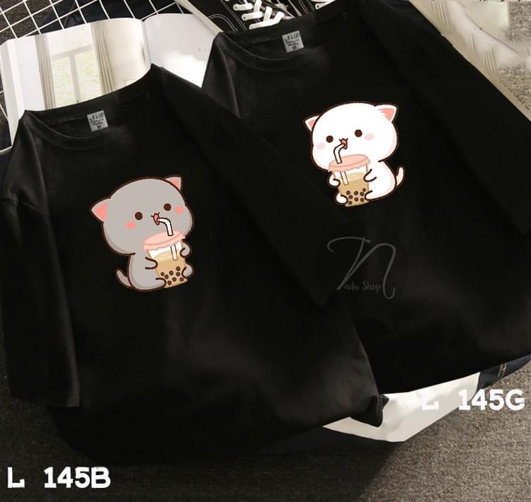 Áo thun unisex nam nữ đều mặc được hoạt hình trà sữa có bigsize vải thun dày đẹp