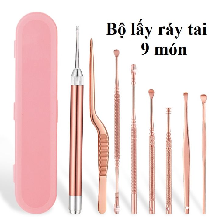 Bộ dụng cụ lấy ráy tai có đèn led cho bé thân nhôm cao cấp, đầu silicon không gây đau rát, cực êm ngoái ráy tai chuyên nghiệp an toàn, tiện lợi vệ sinh dể dàng