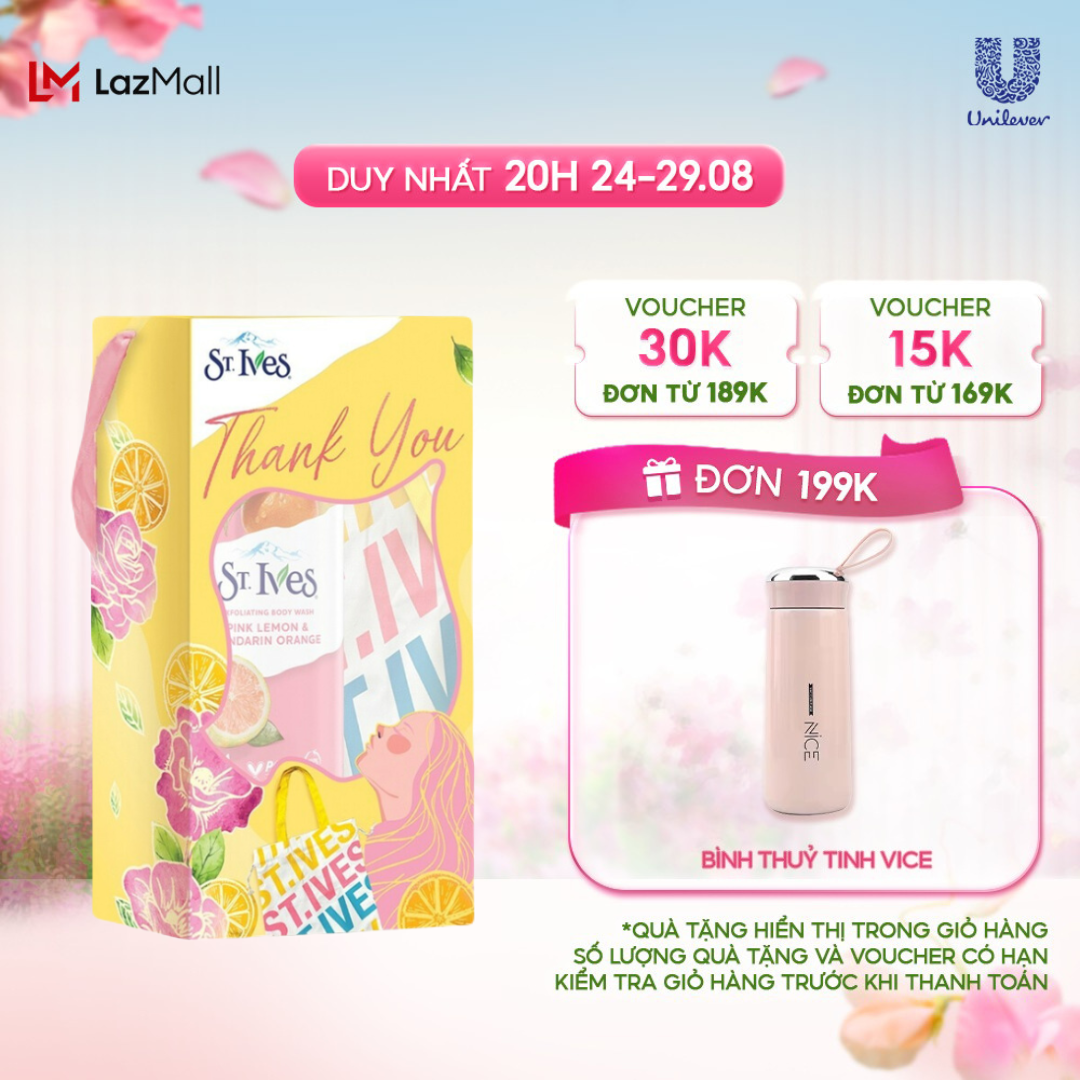 Combo sữa tắm dưỡng da st.ives 650ml+tui canvas