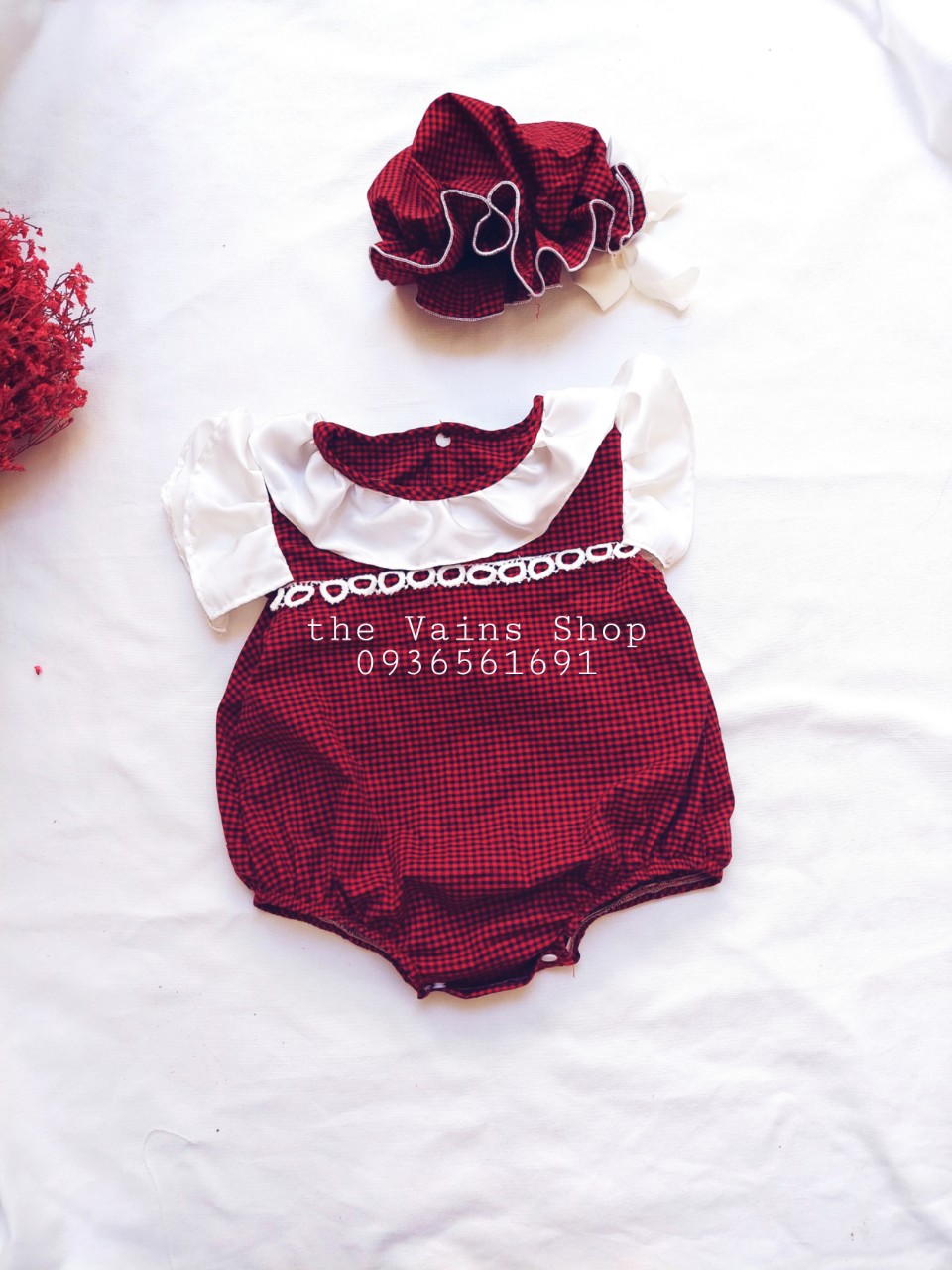 Body bé gái sọc đỏ đen tặng kèm nón