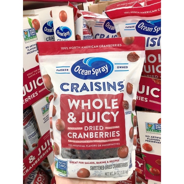 Quả nam việt quất nguyên trái sấy khô craisin whole dried cranberries 1.8kg
