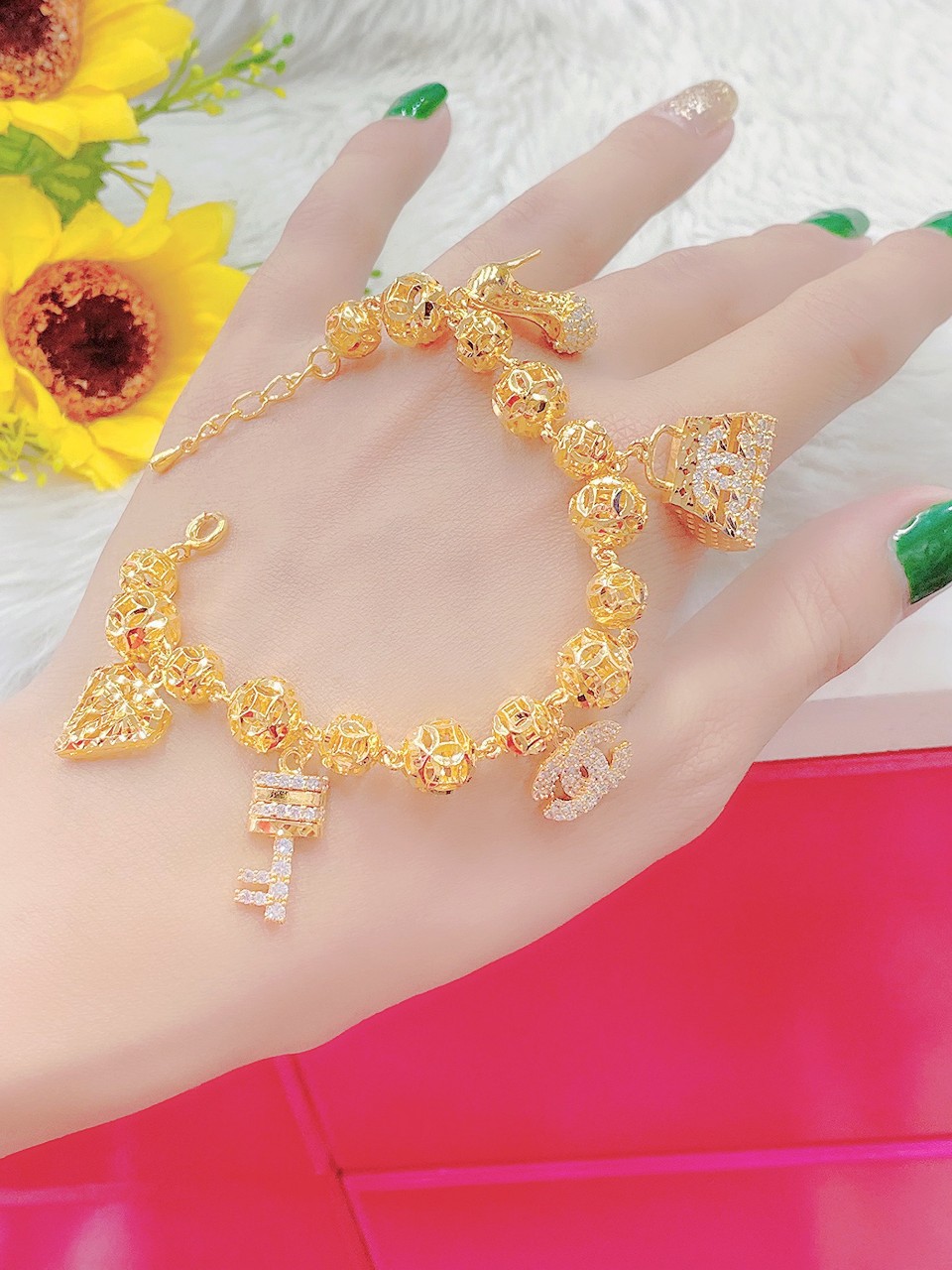 Lắc tay bi chamr mạ 18.k cao cấp p769