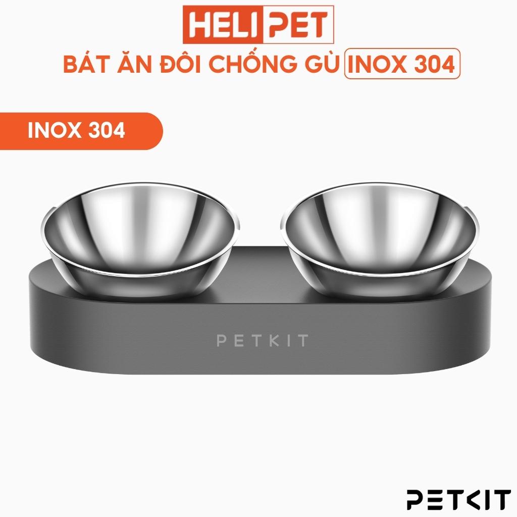 Bát Đôi Inox, Chén Ăn Chống Gù Cho Chó Mèo Petkit chất liệu inox - HeLiPet