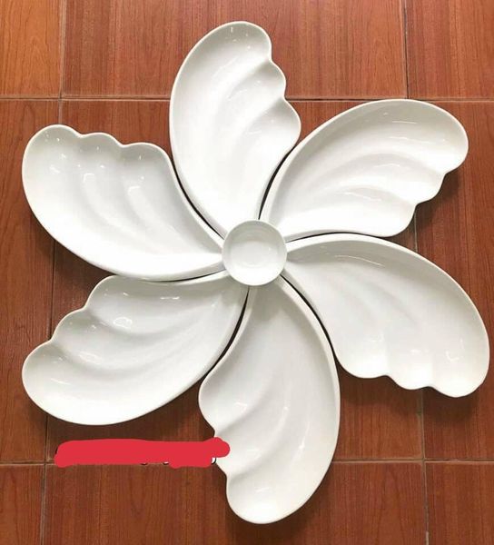 Set đĩa hoa 6 cánh gốm sứ Bát Tràng