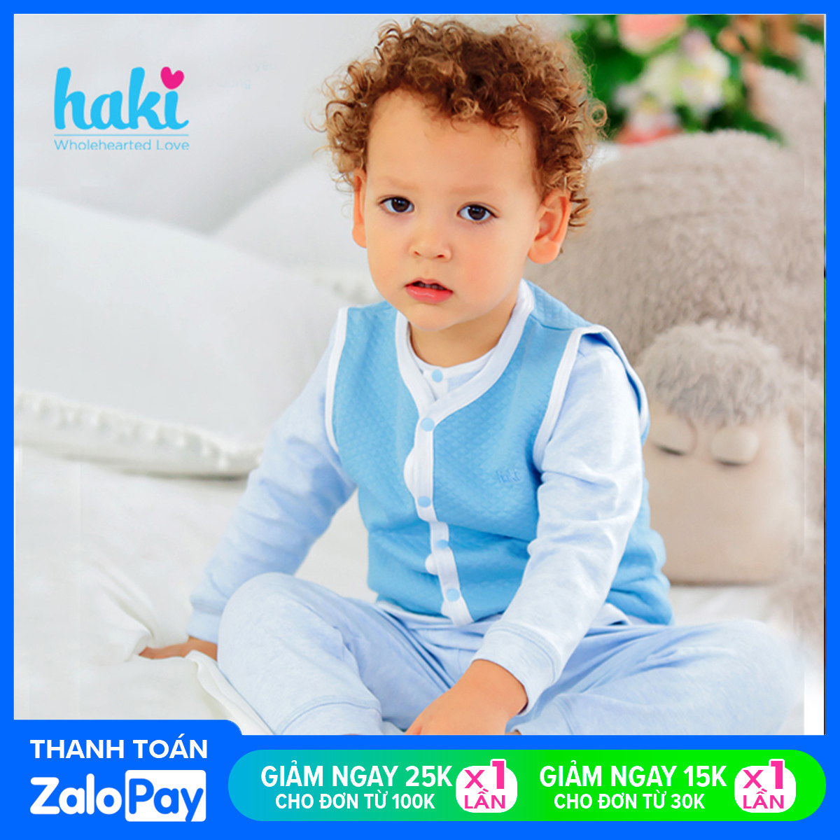 Áo gile chần bông cho bé viền cổ tim ấm áp, áo khoác thu đông cho bé tới 2 tuổi, hàng chính hãng xuất khẩu HAKI BB019 (4-13kg);  áo chần bông cho bé trai bé gái; áo thu đông bé trai bé gái