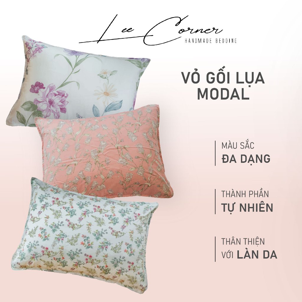 Vỏ gối 25x35cm, 35x50cm, 40x60cm, 50x70cm lụa modal nhiều hoạ tiết lee corner áo gối cao cấp đủ size