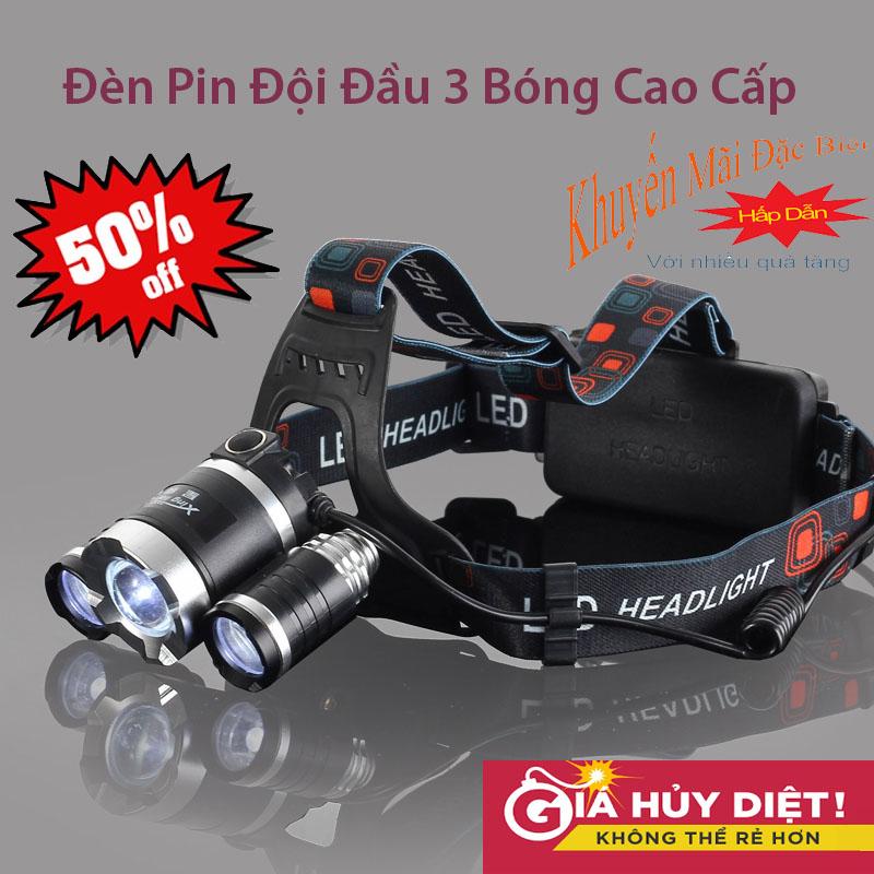 Đèn pin 3 pha Đèn Pin Đội Đầu 3 Bóng XPE -T6 Led Siêu Sáng Cao Cấp Hợp Kim Nhôm Chống Nước.Thời Lượng Pin Lớn Dây Chắc Chắn Ánh Sáng Rõ Nét. Bảo Hành 12 Tháng.