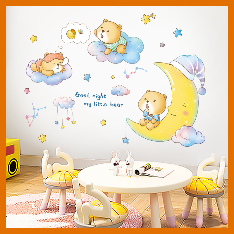 Decal dán tường gấu cung trăng QR9528