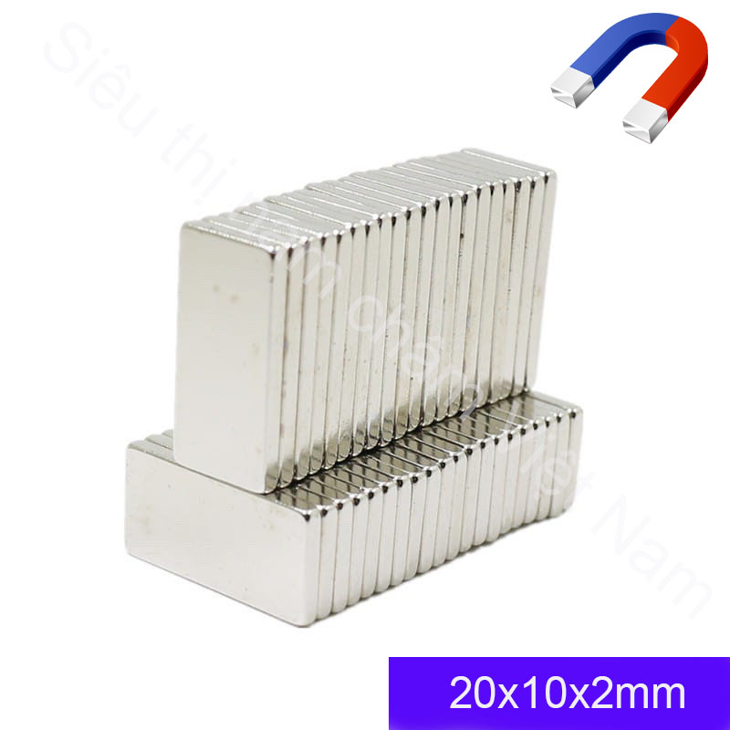 Nam châm 20x10x2mm dạng chữ nhật set 10v