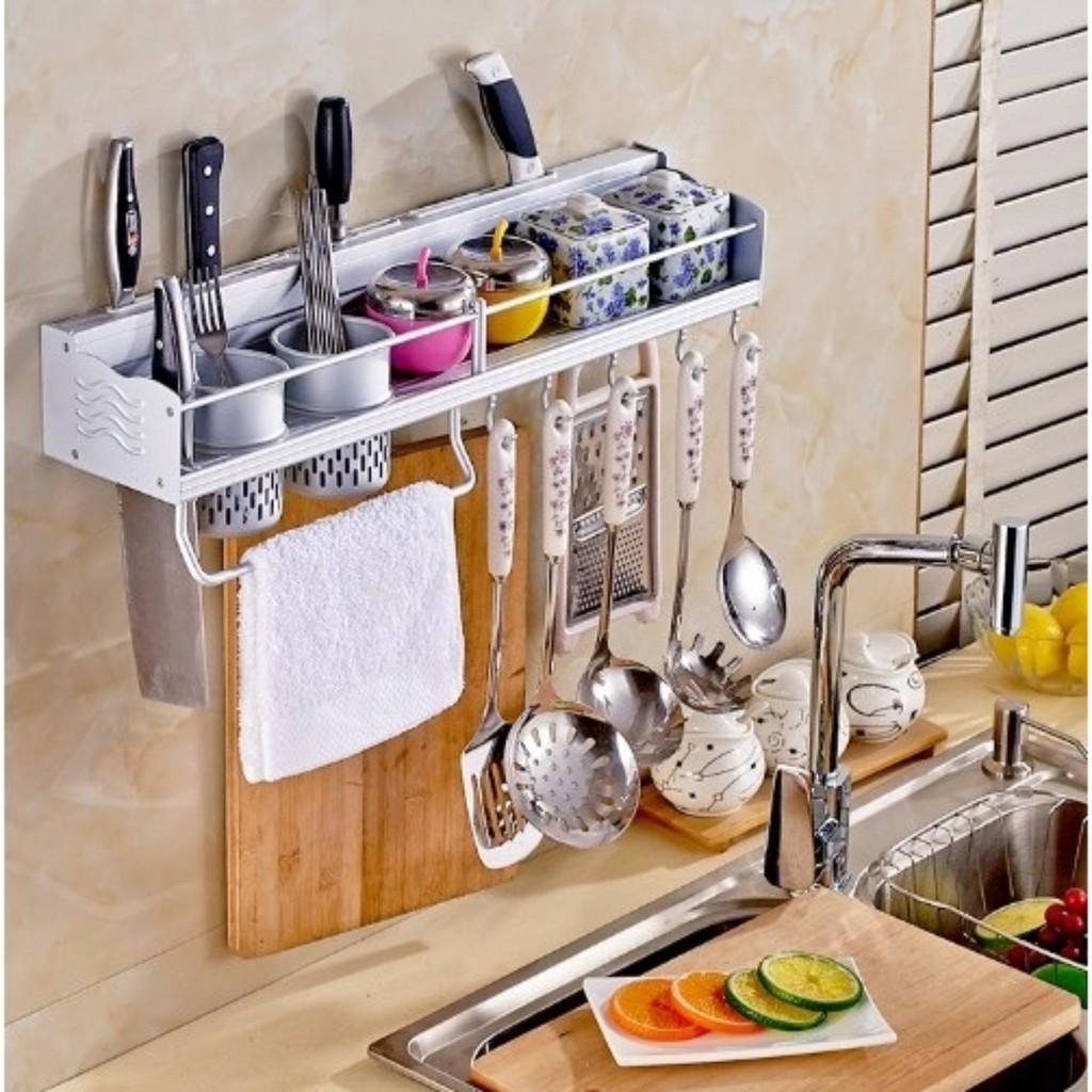 Kệ để đồ nhà bếp kailang - kệ để gia vị có chỗ để dao kailang - kệ đựng đồ treo nhà bếp 2 ống đũa tiện dụng