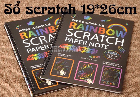 Sổ vẽ ma thuật - Rainbow Scratch paper note size A4/A5/A6. Linzstore89