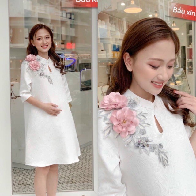 Đầm bầu xinh diện tết và sự kiện cho mẹ bầu-Váy bầu cách tân mẫu mới cho mẹ bầu diện tết cực xinh