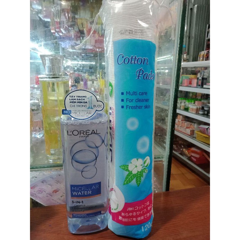 Combo nước tẩy trang Loreal và Bông tẩy trang Jomi
