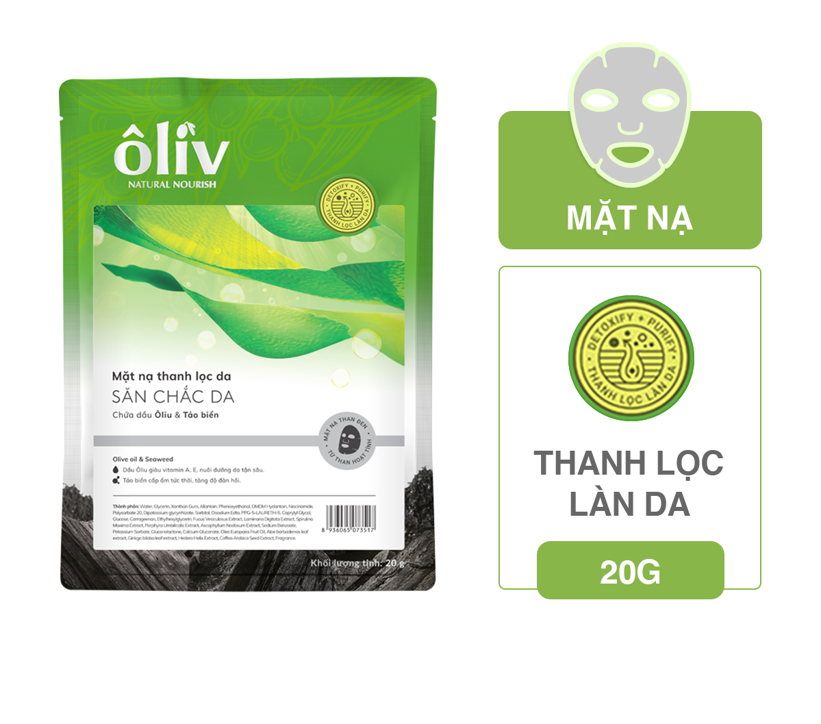 Mặt nạ ôliv thanh lọc da tảo biển 20g_ht
