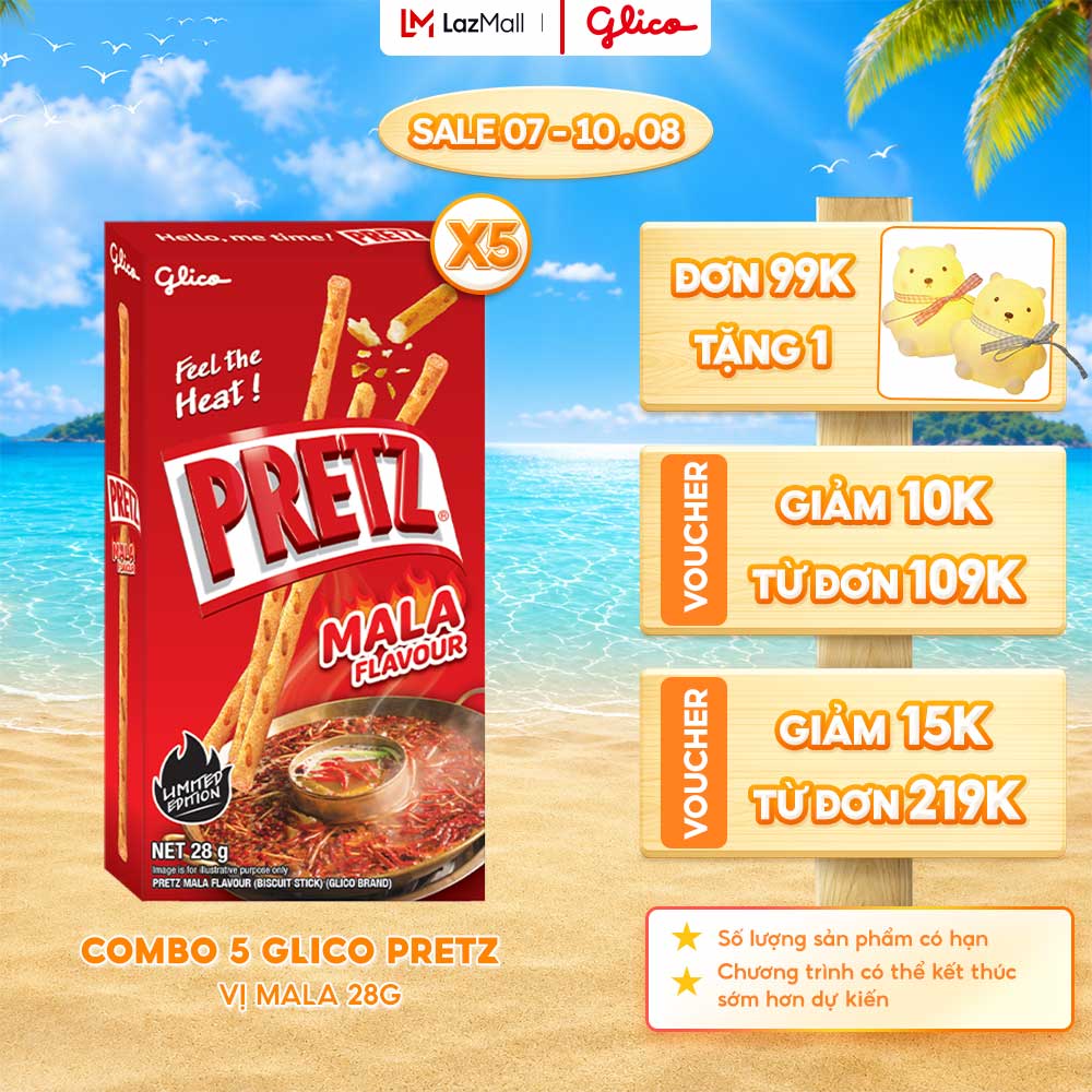 Combo 5 Hộp Bánh Que Snack Nướng Giòn PRETZ SPICY BUMB Vị Cay MALA - 28G/Hộp