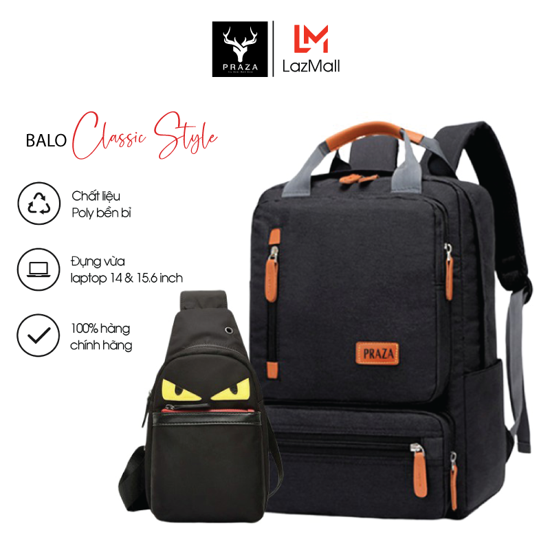 Bộ Túi Đeo Chéo Unisex Thời Trang Và Balo Nam Nữ Có Nhiều Ngăn, Balo Laptop, Balo Hssv PRAZA - BL182DC106