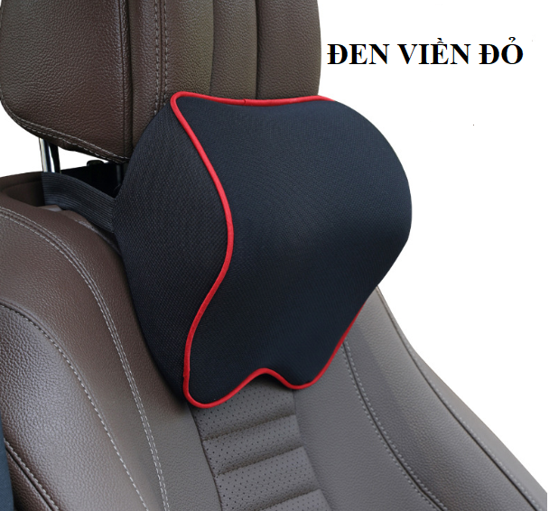 Bộ 2 gối tựa đầu ô tô , xe hơi cao su non hoạt tính ( Đen viền đỏ )