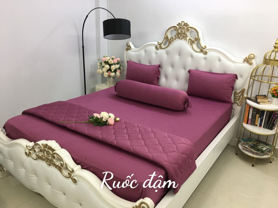 Bộ ga thun trơn hồng ruốc 1m6/1m8 ko mền/chăn . bộ drap thun. bộ ra thun. bộ grap thun. ga giường - drap giường - ra giường - grap giường.