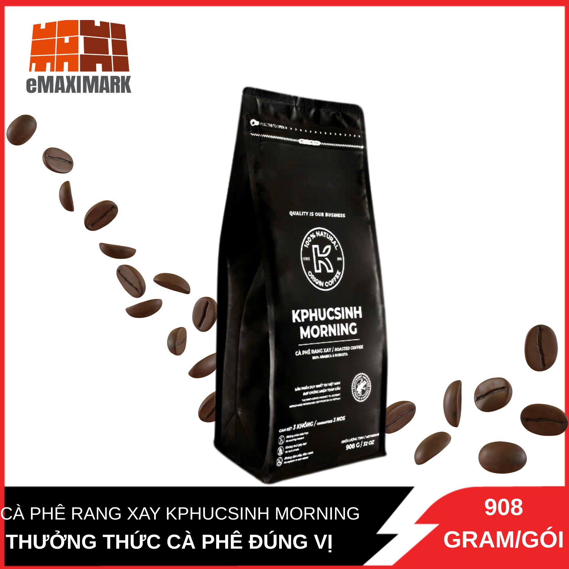 K COFFEE - CÀ PHÊ RANG XAY KPHUCSINH MORNING 908G