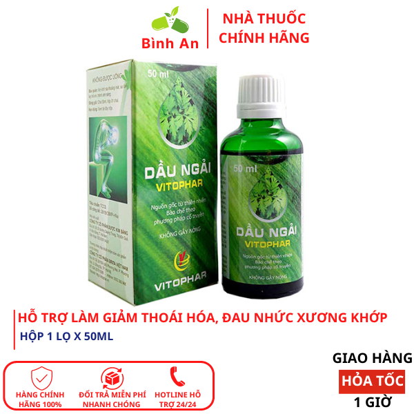Tinh dầu ngải cứu Vitophar 50ml - Hỗ trợ làm giảm đau nhức xương khớp.