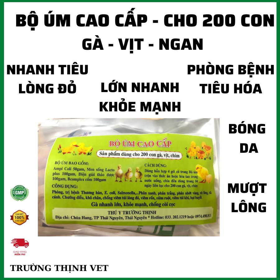 "Hoàn tiền đến 10%" Úm gà, vịt, ngan cao cấp cho 100 con gồm kháng sinh, điện giải, men tiêu hóa, bcomplex. Thú y Trường Thịnh