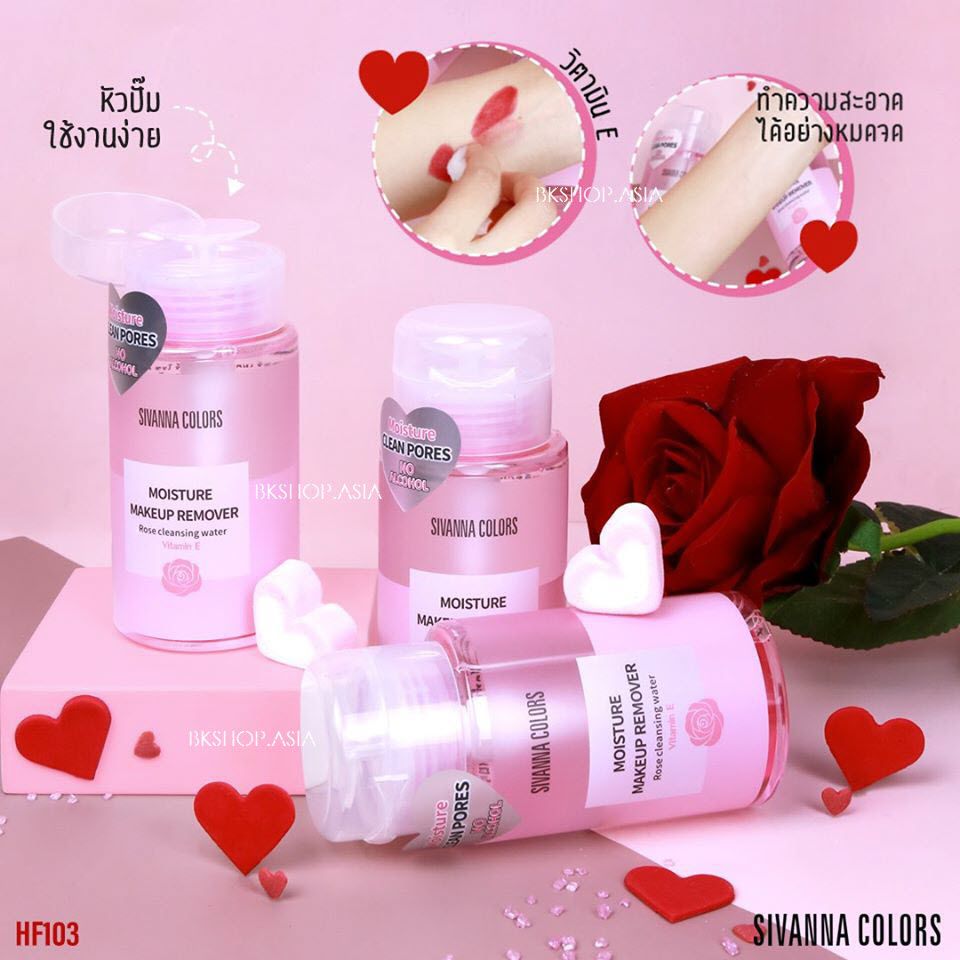 Chai Nước Tẩy Trang Sivanna Colors Moisture Makeup Remover Rose 180ml Thái Lan