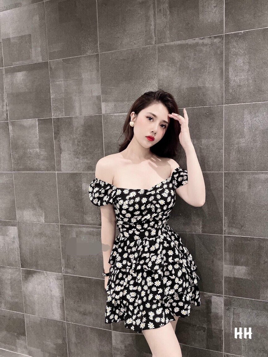 SET BỘ VÁY HOA CÚC 2 TẦNG PHỐI ÁO CROPTOP TRỄ VAI SIÊU XINH SIÊU BỒNG BỀNH SGR