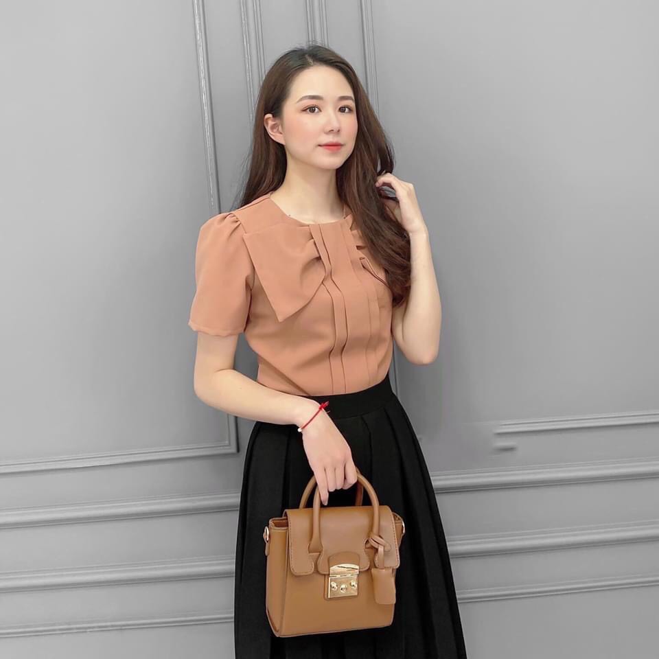 Áo kiểu nữ phối nơ bảng siêu xinh