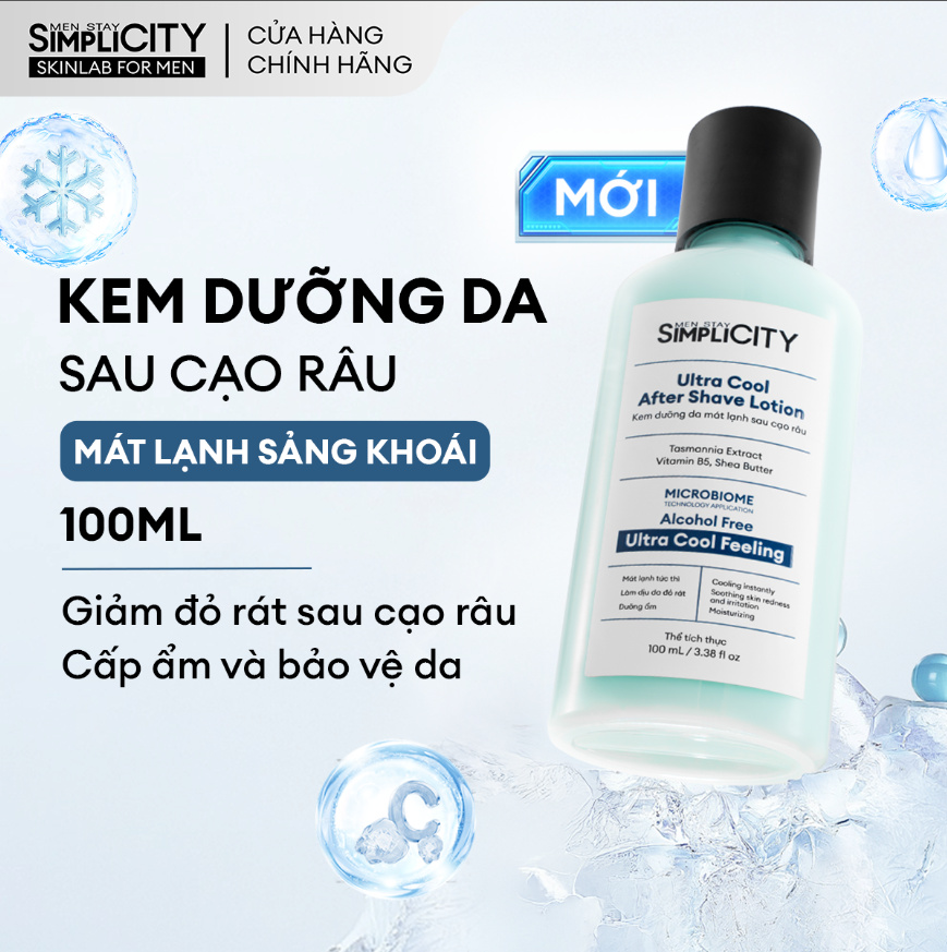 Kem dưỡng da sau cạo râu mát lạnh Men Stay Simplicity Ultra Cool After Shave Lotion 100ml