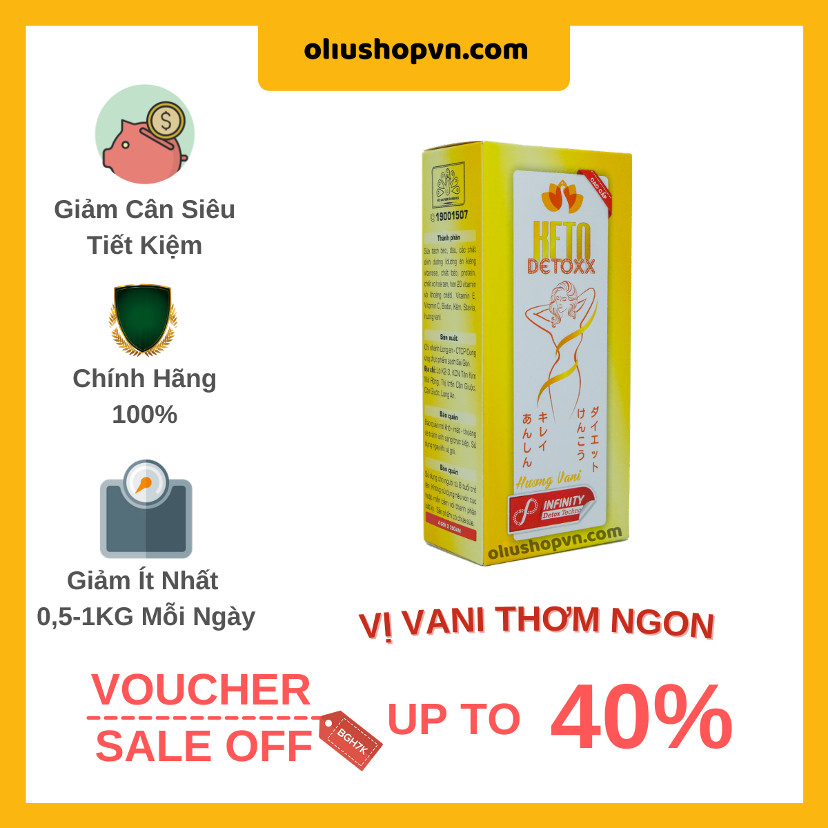 Sinh Tố Giảm Cân Keto Detoxx Vị Vani - Detox, Giảm Cân Nhanh, An Toàn, Hiệu Quả Với Công Nghệ Infinity Detox Techno